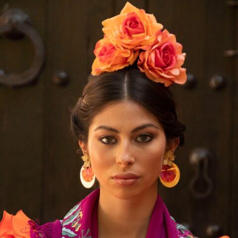 FLOR FLAMENCA 3 ROSAS SALMON TACTO NATURAL 3 UNIDADES