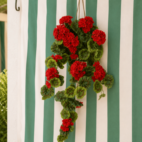 Geranio Rojo Artificial Colgante 67 cm