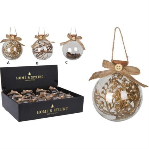 BOLA NAVIDAD 8CM TRANSPARENTE C/RELLENO DECORATIVO STDO 4 MODELOS