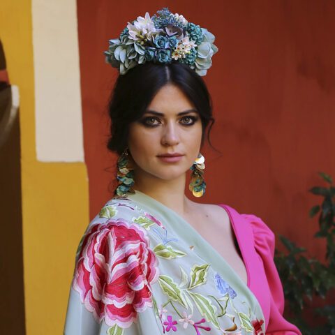 flor de flamenca azul
