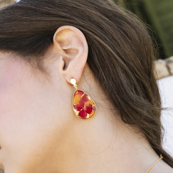 Conjunto de pendientes y collar ancar rojo - Imagen 2