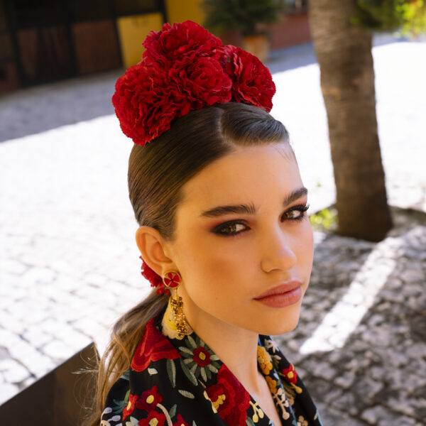 pendientes rojos florales