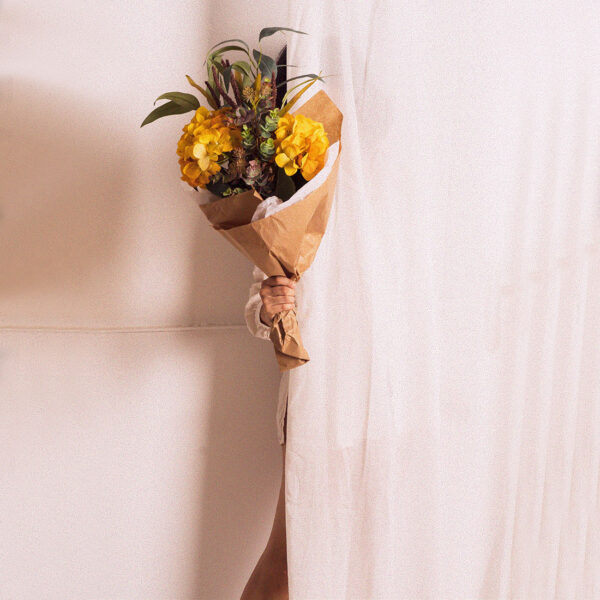 ramo de flores artificiales hortensias amarillas