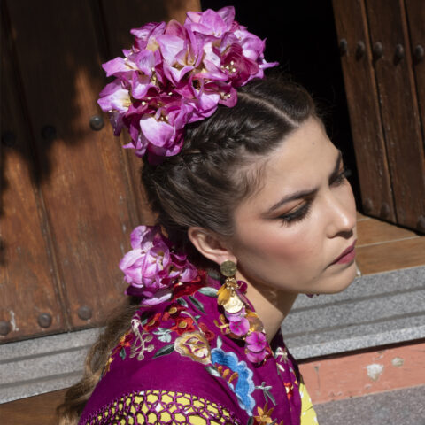 Ramillete de flamenca con buganvillas bicolor