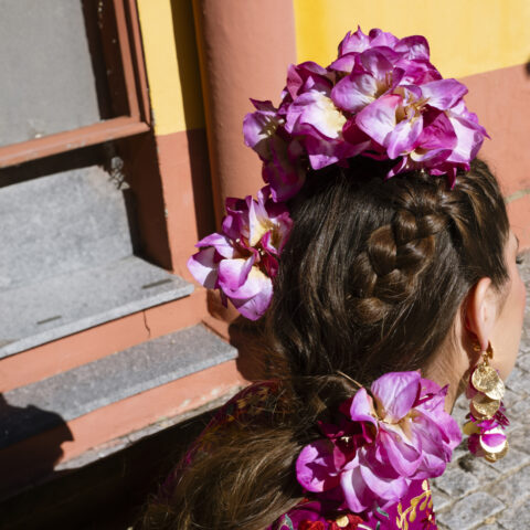 Ramillete de flamenca Buganvilla bicolor mini