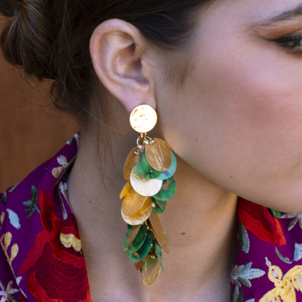 pendientes florales verdes