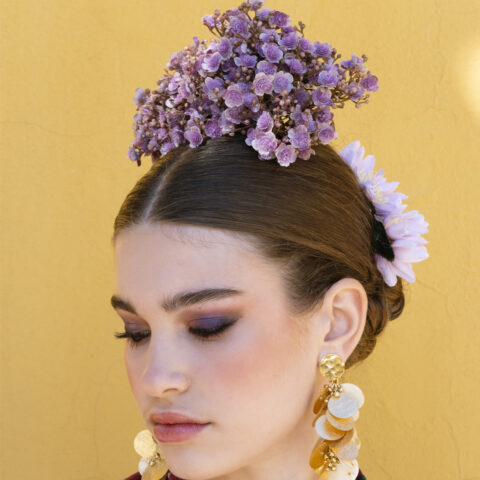 ramillete de flamenca con paniculata en color lila