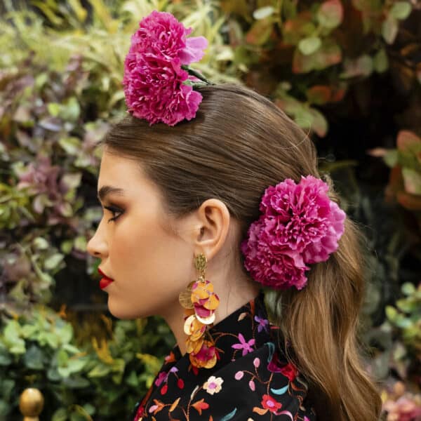 Ramillete claveles tacto natural rosa magenta 2 unidades