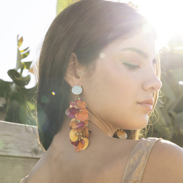 Pendientes cascada mandarina rojo - Imagen 3