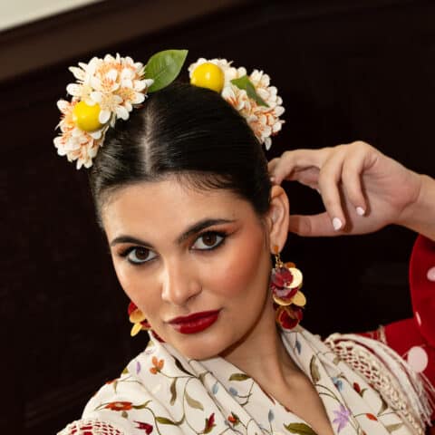 DOBLE RAMILLETE ANDALUZ CON 7 RAMITOS DE AZAHAR, 2 HOJAS Y DOS LIMONES