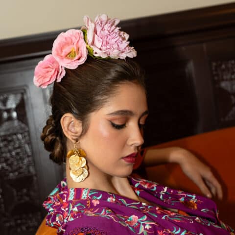 CONJUNTO DE PEONÍA DE TACTO NATURAL ROSA + 2 ANÉMONAS ROSA