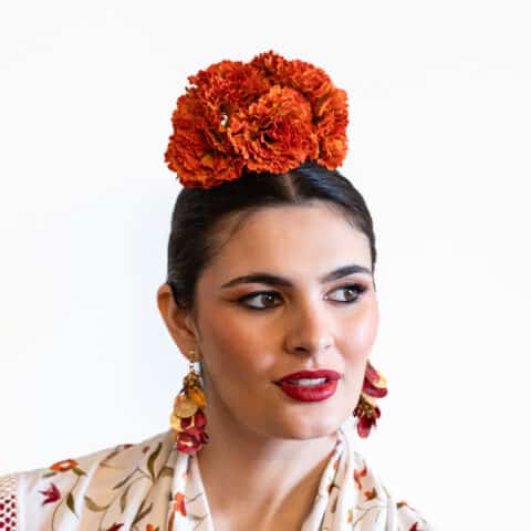 RAMILLETE 5 CLAVELES NARANJA FUEGO