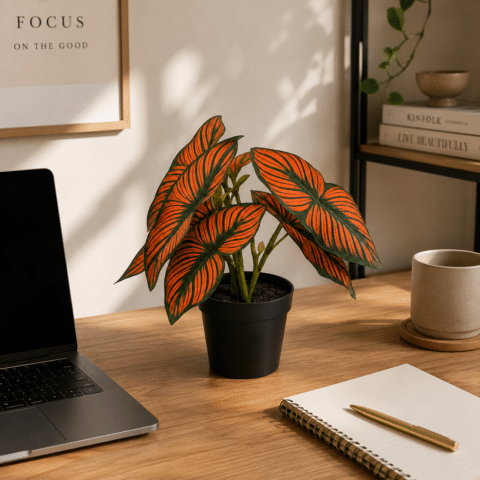 Planta Calathea Artificial Roja 30 cm