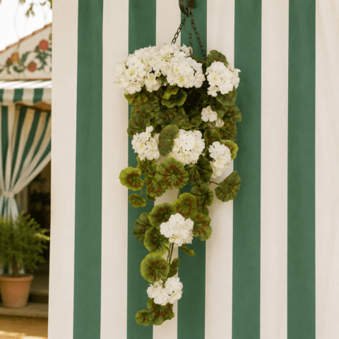 Geranio Blanco Artificial Colgante 67 cm